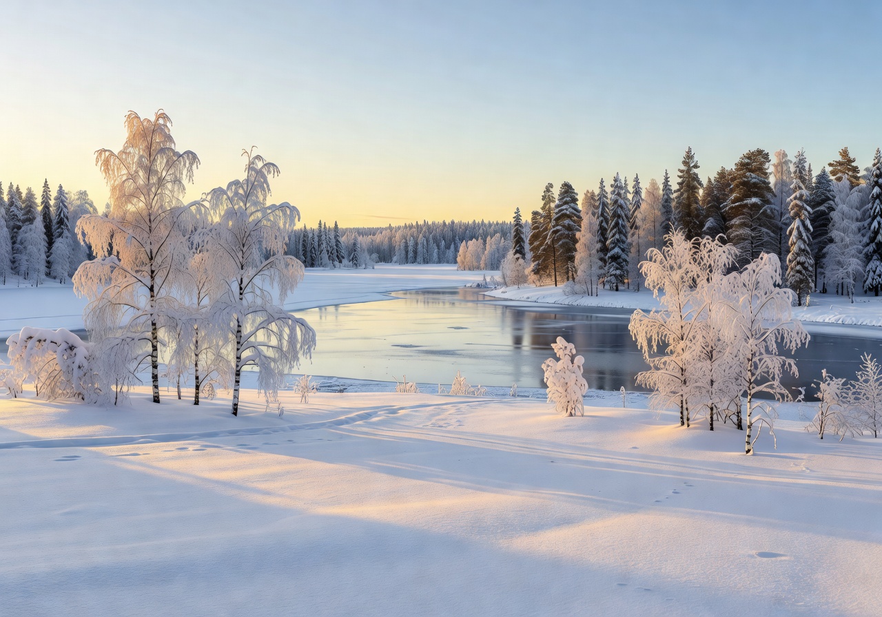 Beautiful winter landscape in Finland for destination events